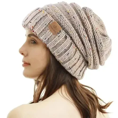 PAGE ONE Womens Winter Beanie Warm Cable Knit Hat Style Stretch Trendy Ribbed Chunky Cap - 1