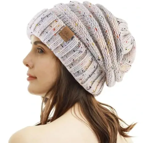 PAGE ONE Womens Winter Beanie Warm Cable Knit Hat Style Stretch Trendy Ribbed Chunky Cap - 1