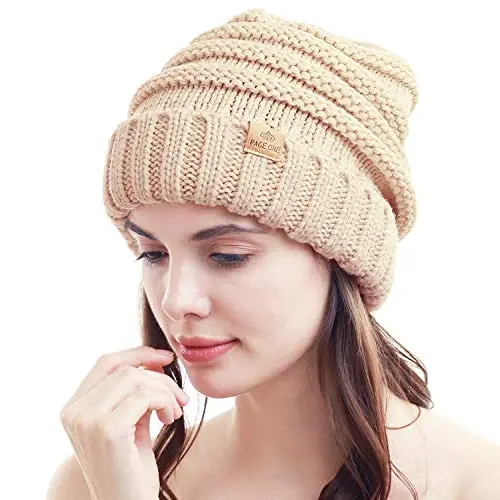 PAGE ONE Womens Winter Beanie Warm Cable Knit Hat Style Stretch Trendy Ribbed Chunky Cap - PAGE (1)