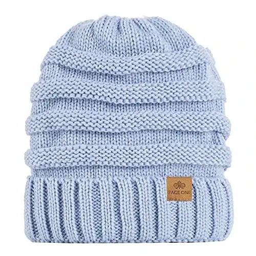 PAGE ONE Womens Winter Beanie Warm Cable Knit Hat Style Stretch Trendy Ribbed Chunky Cap - PAGE (1)