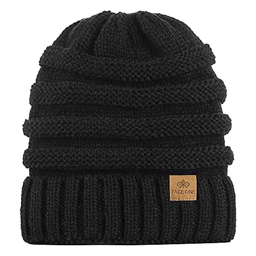 PAGE ONE Womens Winter Beanie Warm Cable Knit Hat Style Stretch Trendy Ribbed Chunky Cap - PAGE (1)