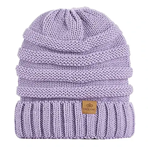 PAGE ONE Womens Winter Beanie Warm Cable Knit Hat Style Stretch Trendy Ribbed Chunky Cap - 4