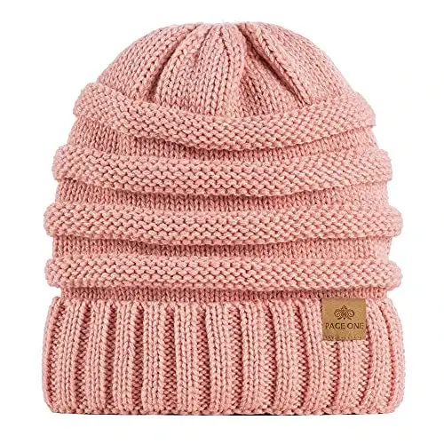 PAGE ONE Womens Winter Beanie Warm Cable Knit Hat Style Stretch Trendy Ribbed Chunky Cap - 4