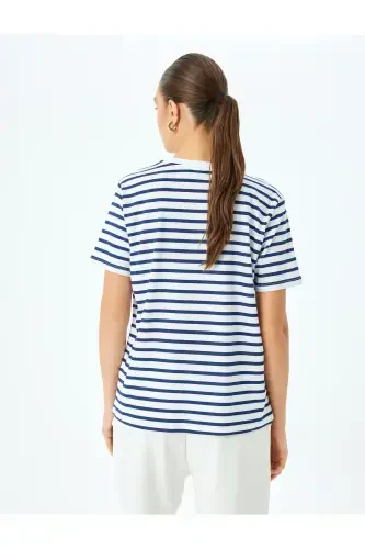 Бирюзовый Женский Велосипедный Воротник Стандартный Крой Футболка 5SAK50139EK - 4