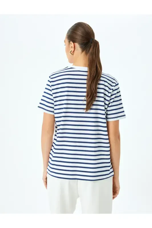 Бирюзовый Женский Велосипедный Воротник Стандартный Крой Футболка 5SAK50139EK - 4