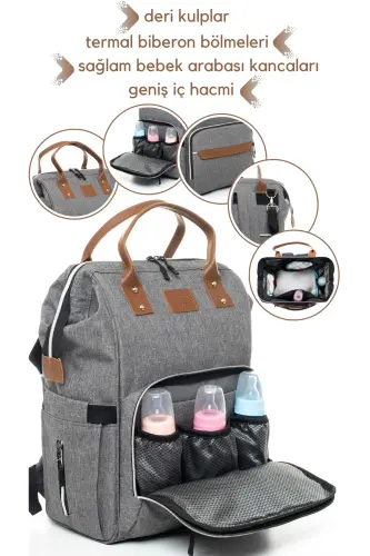 Birth Set (BABY CARE SHOULDER AND BACK BAG, HOSPITAL OUTFIT, BLANKET, 10 WIPES, 3-PIECE SOCK SET)-GRAY - 2