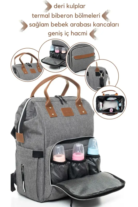 Birth Set (BABY CARE SHOULDER AND BACK BAG, HOSPITAL OUTFIT, BLANKET, 10 WIPES, 3-PIECE SOCK SET)-GRAY - 2