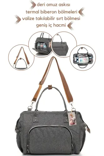 Birth Set (BABY CARE SHOULDER AND BACK BAG, HOSPITAL OUTFIT, BLANKET, 10 WIPES, 3-PIECE SOCK SET)-GRAY - 5