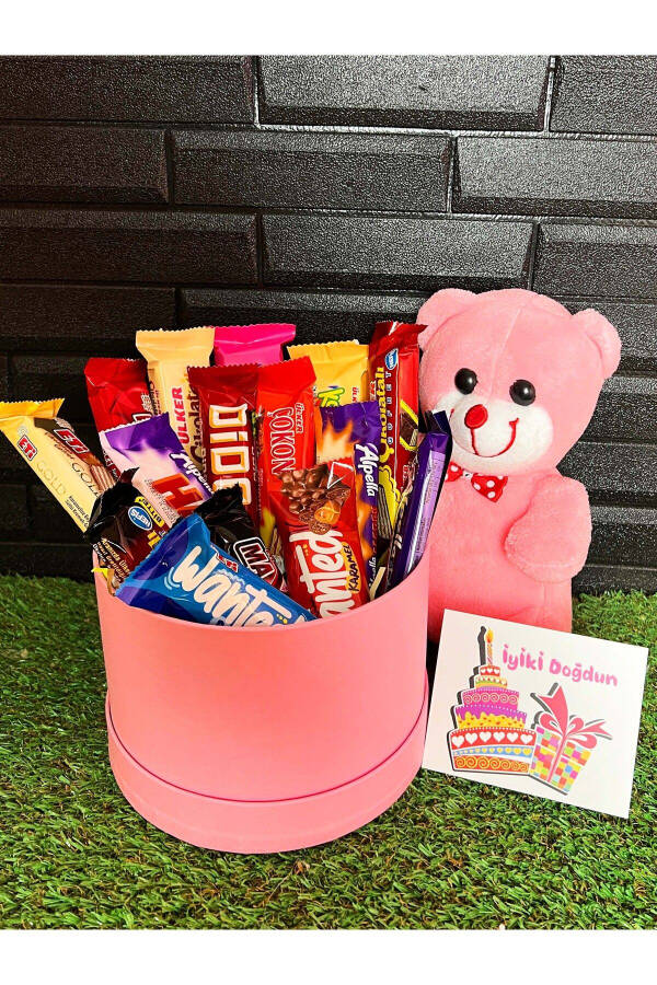 Birthday Gift for Girlfriend with Lots of Snacks and a Pink Teddy Bear - 3