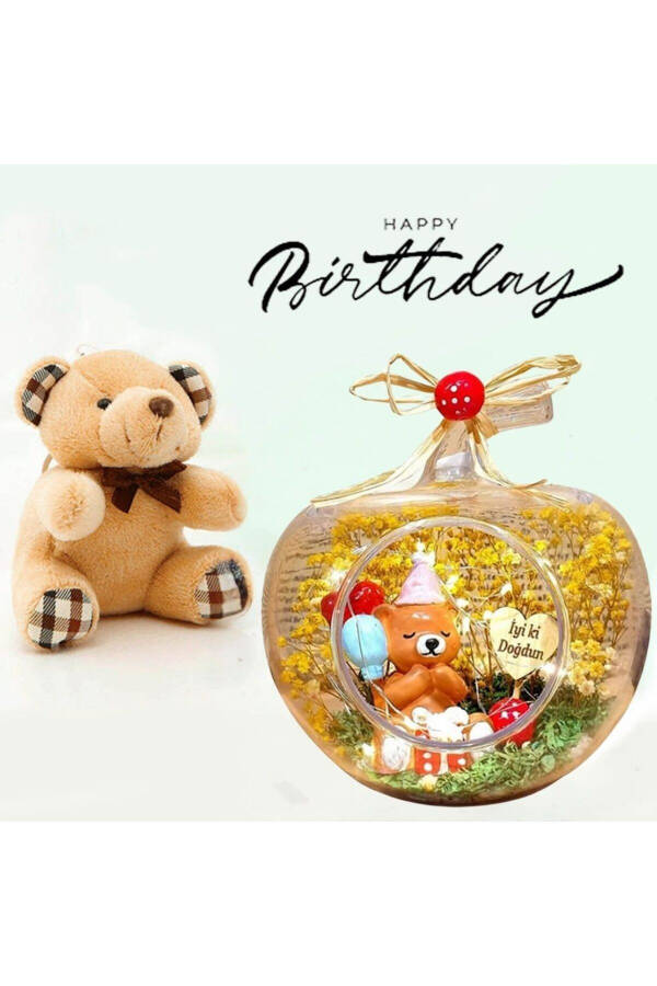 Birthday Gift Lighted Terrarium & Mini Plush Bear GIFT - 3