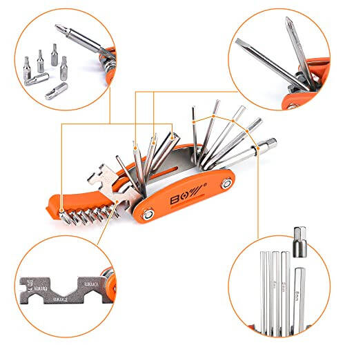 Multitool Wrench Set for Bike Tools, 16 in 1 Bicycle Multitool with 10 in 1 Bone Wrench, Multi Function Accessories Set, Must-Have for Cyclist for Emergency/Repairs/Removing/Replacing/Maintenance/Gift - 7
