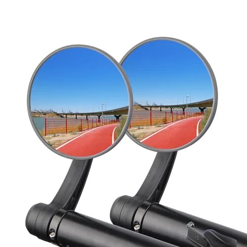Bike Mirrors Handlebar End Mount, Rotatable And Adjustable Shockproof ebike mirror Wide Angle Bicycle Handlebars End Safe Clear E-Bike Glass Rear View Mirrors - RUTVEING