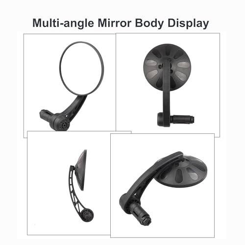 Bike Mirrors Handlebar End Mount, Rotatable And Adjustable Shockproof ebike mirror Wide Angle Bicycle Handlebars End Safe Clear E-Bike Glass Rear View Mirrors - 2