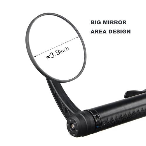 Bike Mirrors Handlebar End Mount, Rotatable And Adjustable Shockproof ebike mirror Wide Angle Bicycle Handlebars End Safe Clear E-Bike Glass Rear View Mirrors - 5