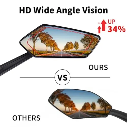 Bike Mirror, 1 Pair 360˚ Rotatable Bicycle Mirrors for Handlebars, Adjustable HD Wide Angle Bicycle Cycling Mirror, Bike Handlebar Rearview Mirror for Mountain Road Adult Bike, Ebike (Clear View) - 3