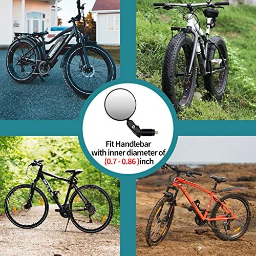 Bike Mirror, 2 Pcs 360˚ Rotatable Bar End Bicycle Mirrors for Handlebars, Wide Angle Convex Bike Mirrors Handlebar Rearview Mirror Bike Mirrors for Handlebar End Mount Mountain Road Adult Bike Cycling - 7