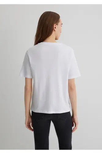Bisiklet Baskılı Beyaz Tişört Regular Fit / Normal Kesim 1613493-620 - Beyaz-620 - 4