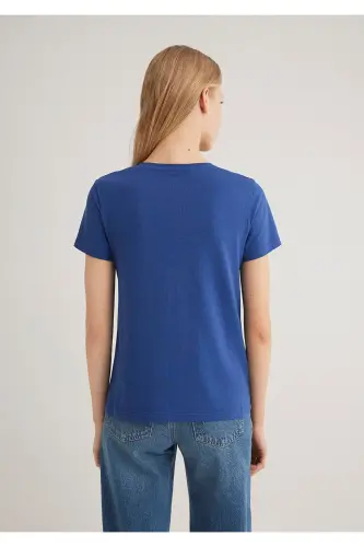 Bisiklet Baskılı Tişört Semi Slim Fit / Yarı Dar Kesim 1612961-70899 - Mavi-70899 - 4