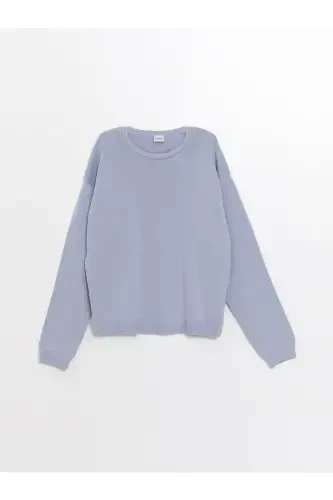 Bıсиклет Ёқа Басик Узун Қўлли Қиз Болалар Трико Кофтаси-BLUE - 1