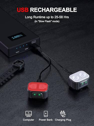 Bike Lights, Rechargeable Bicycle Lights Set Super Bright 8+12 Modes, IPX6 Waterproof Bike Lights for Night Riding/Cycling Safety, Front and Back Taillight Reflectors, 58 Hrs Long Battery Life - 4