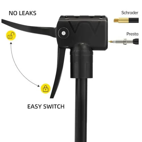 Bike Pump, 25” Height Full Size Bicycle Pump with 160 PSI High Pressure, Bike tire Pump with Presta and Schrader Valve, Bike Air Pump for Bike Tires, Balls and Swimming Ring,Bike Pumps with Psi Gauge… - 3