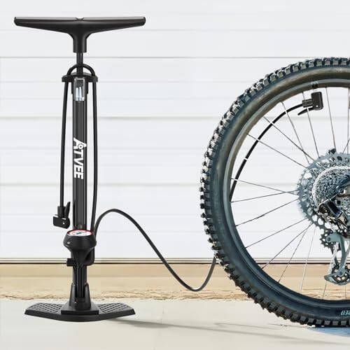 Bike Pump, 25” Height Full Size Bicycle Pump with 160 PSI High Pressure, Bike tire Pump with Presta and Schrader Valve, Bike Air Pump for Bike Tires, Balls and Swimming Ring,Bike Pumps with Psi Gauge - 1