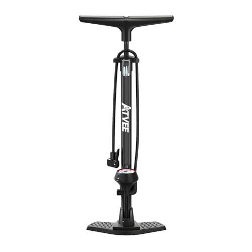 Bike Pump, 25” Height Full Size Bicycle Pump with 160 PSI High Pressure, Bike tire Pump with Presta and Schrader Valve, Bike Air Pump for Bike Tires, Balls and Swimming Ring,Bike Pumps with Psi Gauge - 2