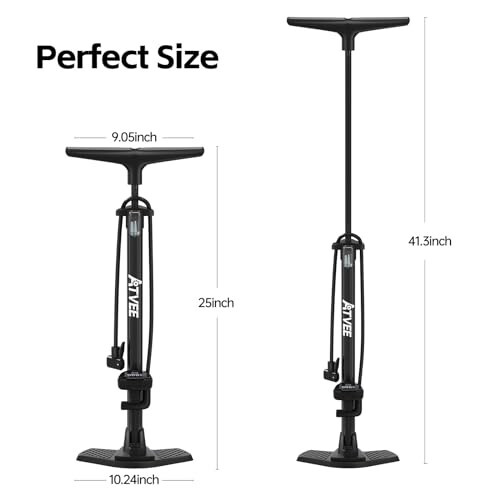 Bike Pump, 25” Height Full Size Bicycle Pump with 160 PSI High Pressure, Bike tire Pump with Presta and Schrader Valve, Bike Air Pump for Bike Tires, Balls and Swimming Ring,Bike Pumps with Psi Gauge - 5
