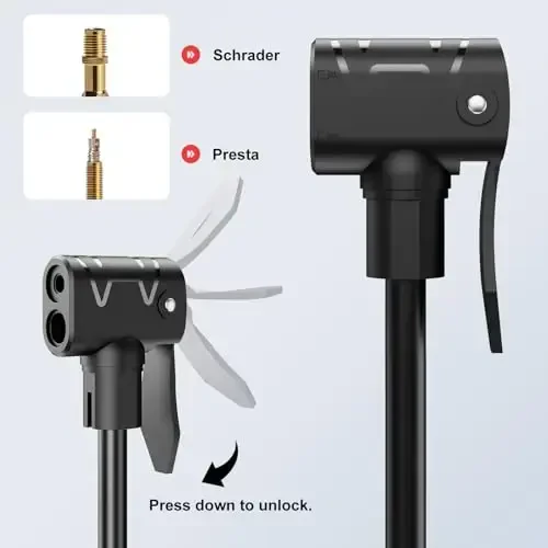 Bike Pump, 25” Height Full Size Bicycle Pump with 160 PSI High Pressure, Bike tire Pump with Presta and Schrader Valve, Bike Air Pump for Bike Tires, Balls and Swimming Ring,Bike Pumps with Psi Gauge… - 6