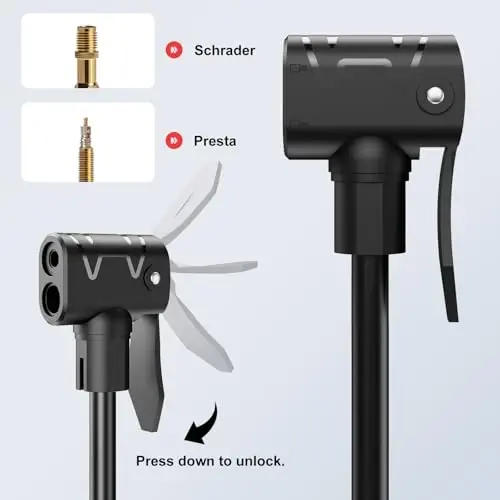 Velosiped nasosi, 25 dyuym balandlikdagi toʻliq oʻlchamli velosiped nasosi, 160 PSI yuqori bosimli, Presta va Schrader klapanli velosiped shinalari nasosi, velosiped shinalari, toʻplar va suzish halqasi uchun velosiped havo nasosi, Psi oʻlchagichli velosiped nasoslari… - 6