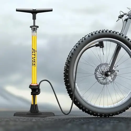 Velosiped nasosi, 25 dyuym balandlikdagi toʻliq oʻlchamli velosiped nasosi, 160 PSI yuqori bosimli, Presta va Schrader klapanli velosiped shinalari nasosi, velosiped shinalari, toʻplar va suzish halqasi uchun velosiped havo nasosi, Psi oʻlchagichli velosiped nasoslari… - ATVEE (1)