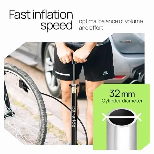 Bike Pump Floor, Advanced Bike Tire Inflator, Bicycle Hand Air Pump with Dual Presta and Schrader Valves, Handheld Pump, Suitable for Road and Mountain Bikes, Baby Stroller, Balls - 6