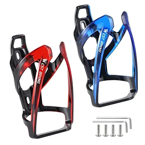 Bike Water Bottle Cage, Durable Ultralight Plastic Water Drink Holder Rack, Lightweight PC Water Bottle Holder for Bicycle, Cycling Bottle Holder Cages for MTB, Road Bike, Mountain Bikes (B) - WEST BIKING