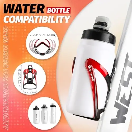 Bike Water Bottle Cage, Durable Ultralight Plastic Water Drink Holder Rack, Lightweight PC Water Bottle Holder for Bicycle, Cycling Bottle Holder Cages for MTB, Road Bike, Mountain Bikes (B) - WEST BIKING (1)