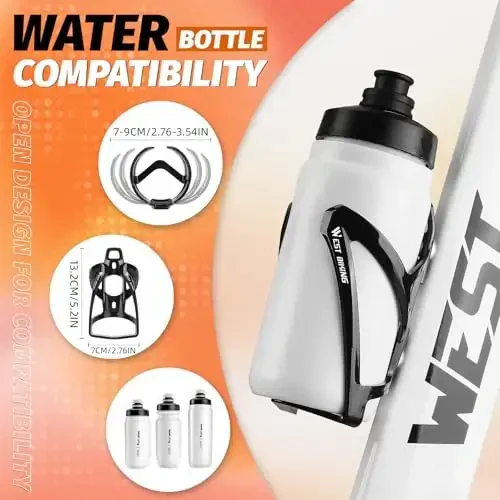 Bike Water Bottle Cage, Durable Ultralight Plastic Water Drink Holder Rack, Lightweight PC Water Bottle Holder for Bicycle, Cycling Bottle Holder Cages for MTB, Road Bike, Mountain Bikes (A) - West Biking (1)