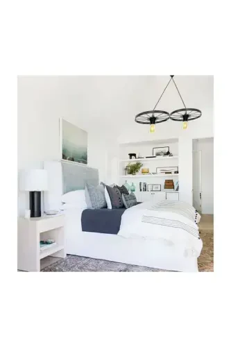 Bisiklet Tekerlek Sarkıt Ikili Avize Ferforje Bar Otel Restaurant Metal Retro Tavan Lamba-Siyah - 4