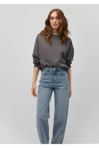 Bisiklet Yaka Antrasit Basic Sweatshirt 1611770-86560-Gri - MAVI (1)