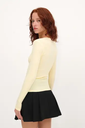 Bisiklet Yaka Basic Bluz B1496-DK2 - A.Sarı - 6