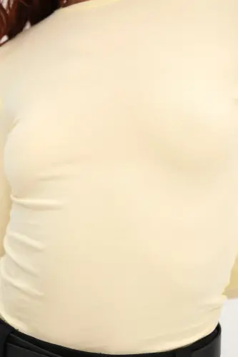 Bisiklet Yaka Basic Bluz B1496-DK2-A.Sarı - 3