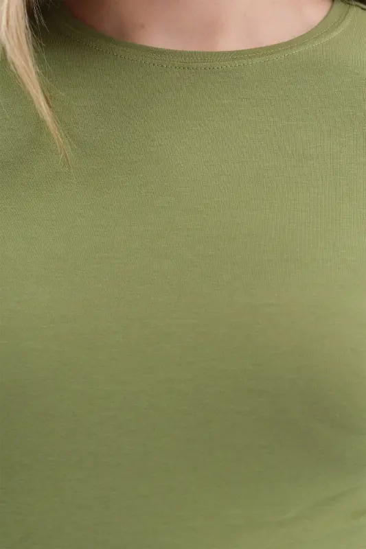 Bisiklet Yaka Basic Bluz B1496-DK2 - Matcha - 3