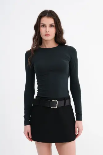 Bisiklet Yaka Basic Bluz B1496-DK2-Safir - 6