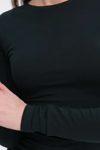 Bisiklet Yaka Basic Bluz B1496-DK2-Safir - 3