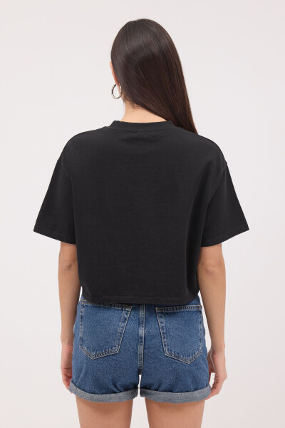 Bisiklet Yaka Basic Crop T-Shirt P10377 - 5