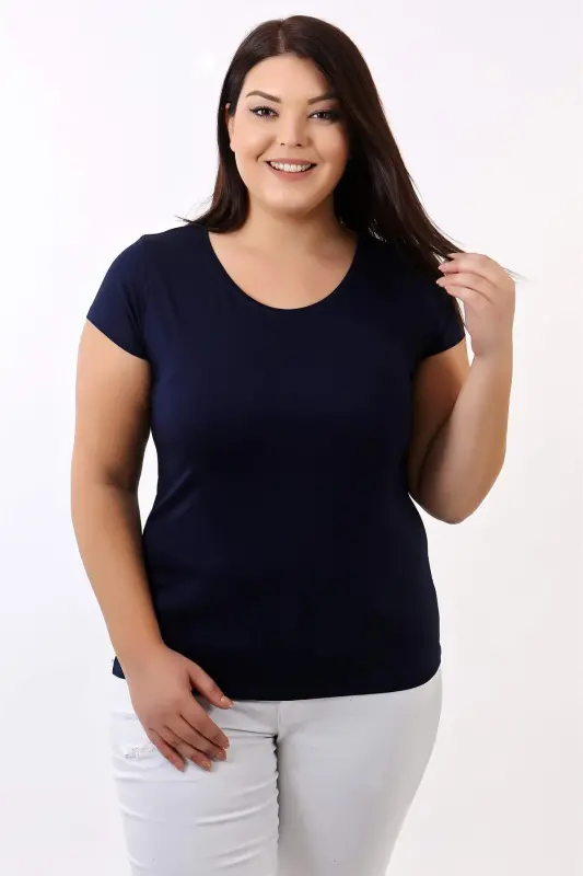 Bisiklet Yaka Basic Lacivert Bluz - 6