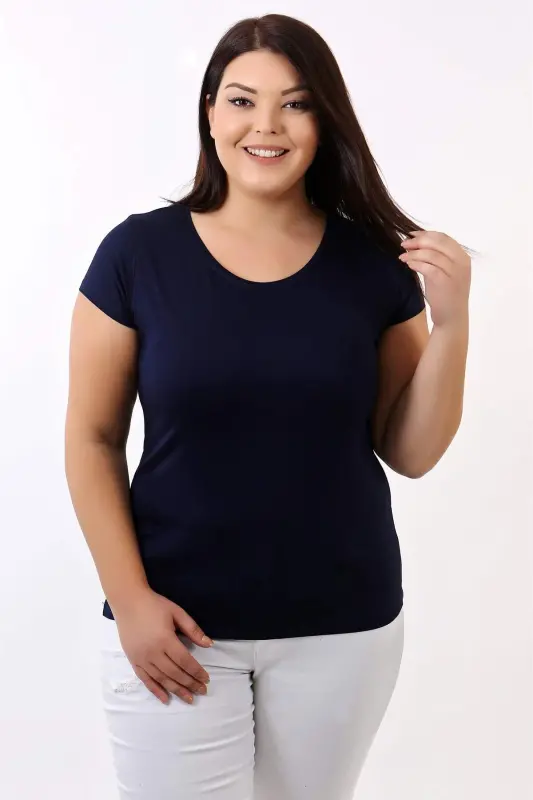 Bisiklet Yaka Basic Lacivert Bluz - 10