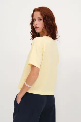 Bisiklet Yaka Basic T-shirt P1002-E8-A.Sarı - 5