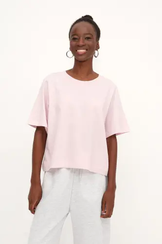 Bisiklet Yaka Basic T-shirt P1002-E8-Lotus - 2