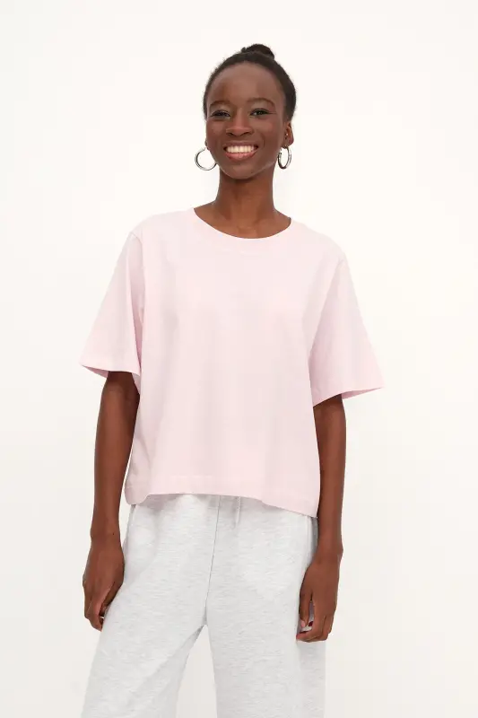 Bisiklet Yaka Basic T-shirt P1002-E8-Lotus - 2