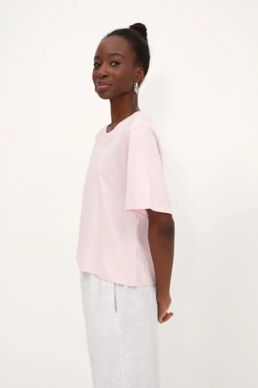 Bisiklet Yaka Basic T-shirt P1002-E8-Lotus - 5