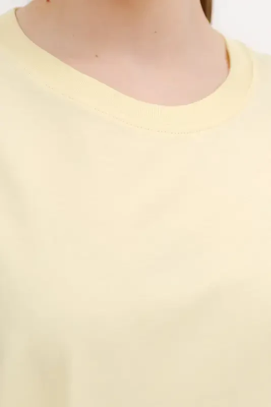Bisiklet Yaka Basic T-shirt P10111-D7-A.Sarı - 4